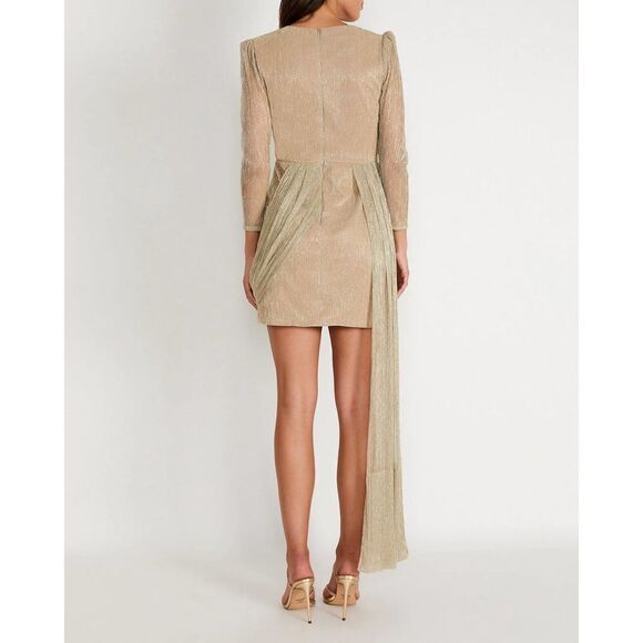 Patbo Draped Mini Dress in Gold US4 - Picture 6 of 12